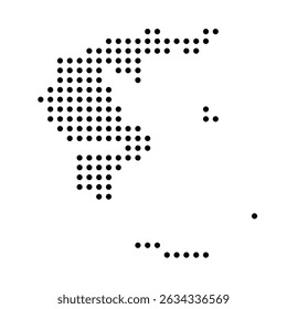 Greece country dotted map. Black spot pixel illustration isolated on white background. Vector circle mosaic.