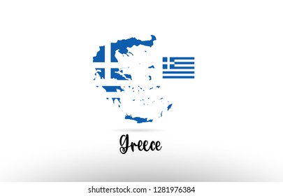 Greece country flag inside country border map design suitable for a logo icon design