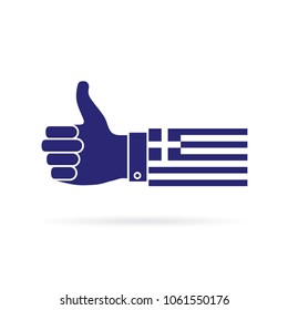 Greece country flag thumbs up vector icon