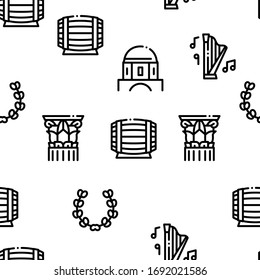 Greece Country History Seamless Pattern Vector Thin Line. Illustrations