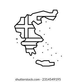 greece country map flag line icon vector. greece country map flag sign. isolated contour symbol black illustration