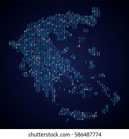 Greece country map made from binary code numbers. 
