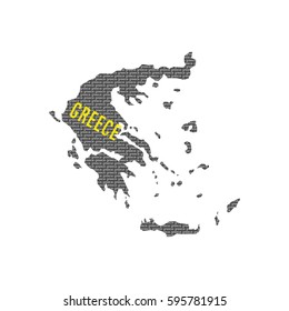Greece country map made up of vector greece text