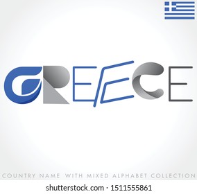 Greece : Country name with mixed alphabets isolated on white background : Vector Illustration