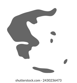 Greece country simplified map. Grey stylish smooth map. Vector icons isolated on white background.