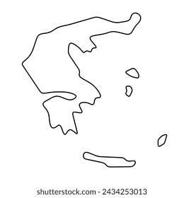 Greece country simplified map. Thin black outline contour. Simple vector icon