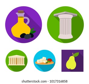 Greece, country, tradition, landmark .Greece set collection icons in flat style vector symbol stock illustration web.