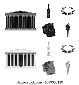 Greece, country, tradition, landmark .Greece set collection icons in black,monochrom style vector symbol stock illustration web.