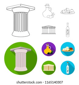 Greece, country, tradition, landmark .Greece set collection icons in outline,flat style vector symbol stock illustration web.