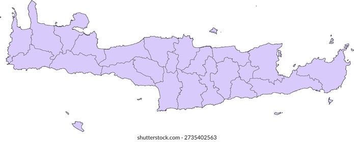 Greece Crete Region Vector map with Municipalities
