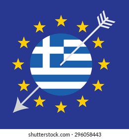 Greece Crisis Vector Concept Design.  Threat to the Euro Zone.