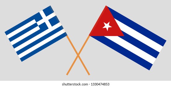 Greece and Cuba. The Greek and Cuban flags. Official colors. Correct proportion. Vector illustration