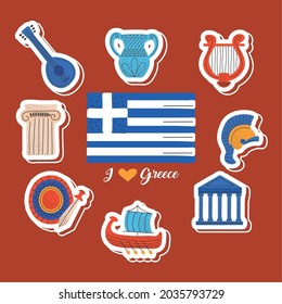 greece culture banner with icons