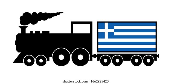 greece delivery train, isolated on white background