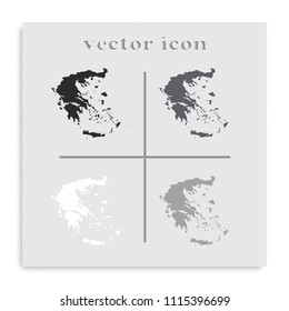 Greece detailed map flat black and white vector icon.