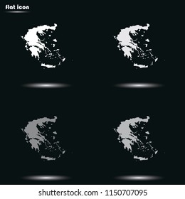 Greece detailed map flat grayscale vector icon.