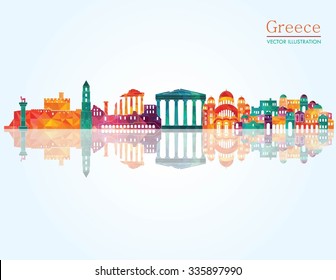 Greece detailed skyline. Vector illustration