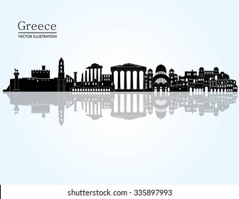 Greece detailed skyline. Vector illustration