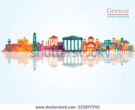 Greece detailed skyline. Vector illustration
