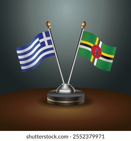 Tabela Greece e Dominica sinalizam relação com fundo de gradiente. Ilustração de vetor