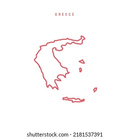 Greece editable outline map. Greek red border. Country name. Adjust line weight. Change to any color. Vector illustration.