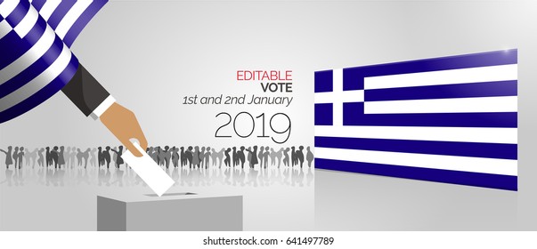 Greece Editable voting box and flag