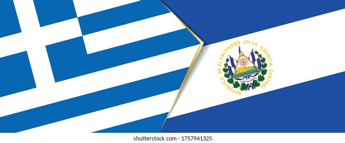 Greece and El Salvador flags, two vector flags symbol of relationship or confrontation.
