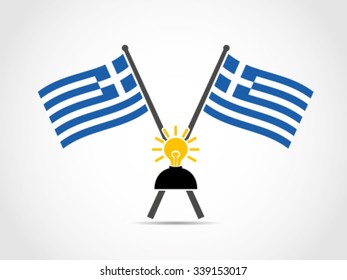 Greece Emblem Flag Bright People