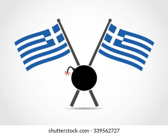 Greece Emblem Flag Debt Bomb