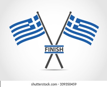 Greece Emblem Flag Finish Line
