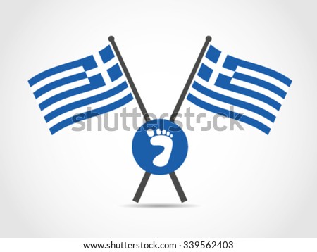 Greece Emblem Flag Foot Print