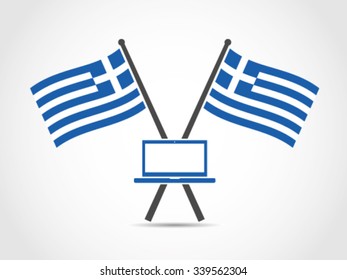 Greece Emblem Flag Laptop