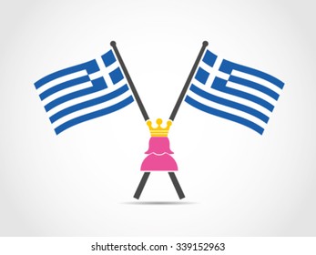 Greece Emblem Flag Queen