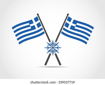 Greece Emblem Flag Winter