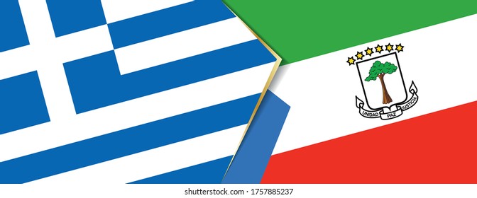 Greece and Equatorial Guinea flags, two vector flags symbol of relationship or confrontation.