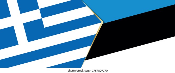 Greece and Estonia flags, two vector flags symbol of relationship or confrontation.