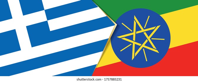 Greece and Ethiopia flags, two vector flags symbol of relationship or confrontation.