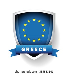 Greece - EU member flag vector shield