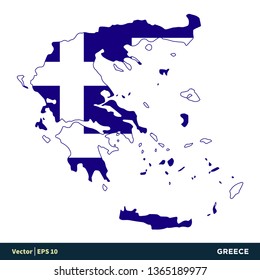 Greece - Europe Countries Map and Flag Vector Icon Template Illustration Design. Vector EPS 10.