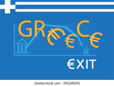 Greece Exit or No Vote Result from Euro Zone Economic Problem conceptual artwork. 