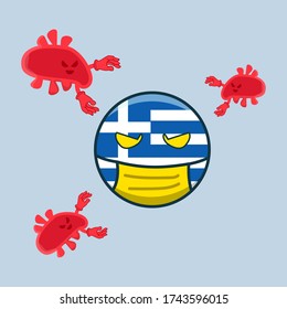 greece fight red virus with blue background vector illustration