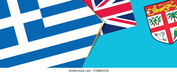 Greece and Fiji flags, two vector flags symbol of relationship or confrontation.