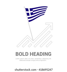 Greece Flag with analytics graph up, Bold heading and place for text template
