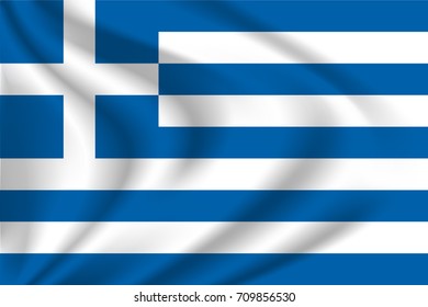 Greece flag background with cloth texture. Greece flag vector illustration.