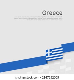 Greece flag background. Greece flag color ribbon on a white background. National poster. Business booklet. Vector flat design. State greek patriotic banner, cover