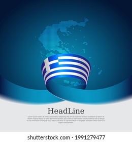 Greece flag background. Greece flag mosaic map on a blue white background. National greek poster. Vector design state patriotic banner, cover, business flyer