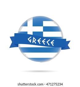 greece flag with blue ribbon art illustration in colorful