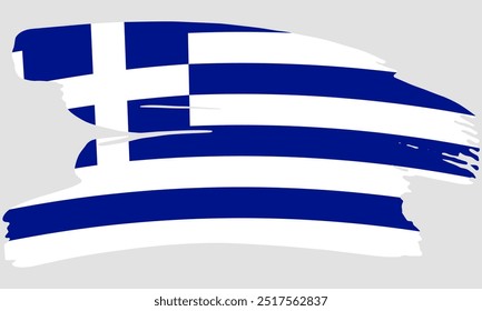 Textura de pintura de pincel bandeira da Grécia. Bandeira Grunge Greece. Conceito de pincel emblema da Grécia