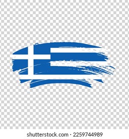 Greece flag with brush paint textured isolated on png or transparent background, template for banner, promote, design.