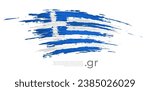Greece flag. Brush strokes, grunge. Stripes colors of the greek flag on a white background. Vector design national poster, template, place for text. State patriotic banner of greece, flyer